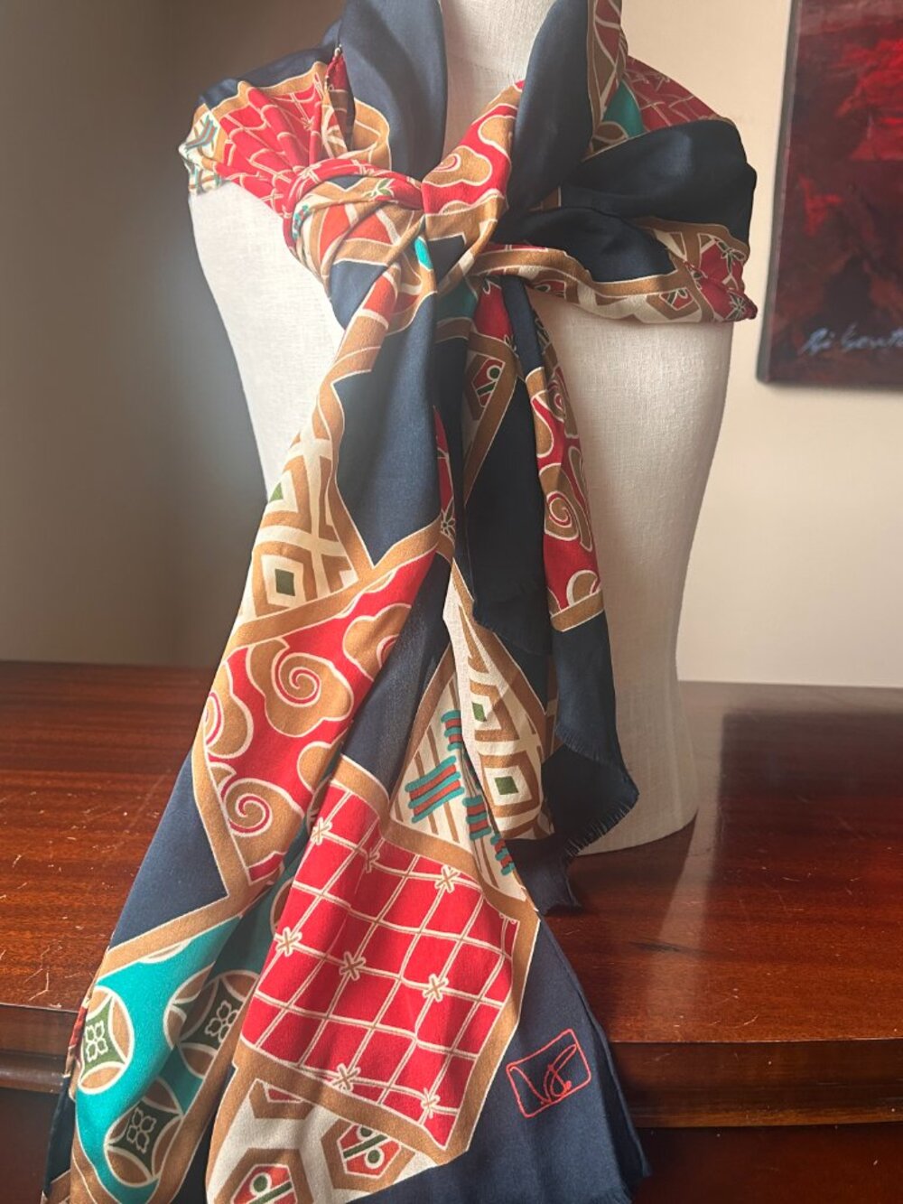VTG Valentino Garavani 100% Silk Patchwork Scarf